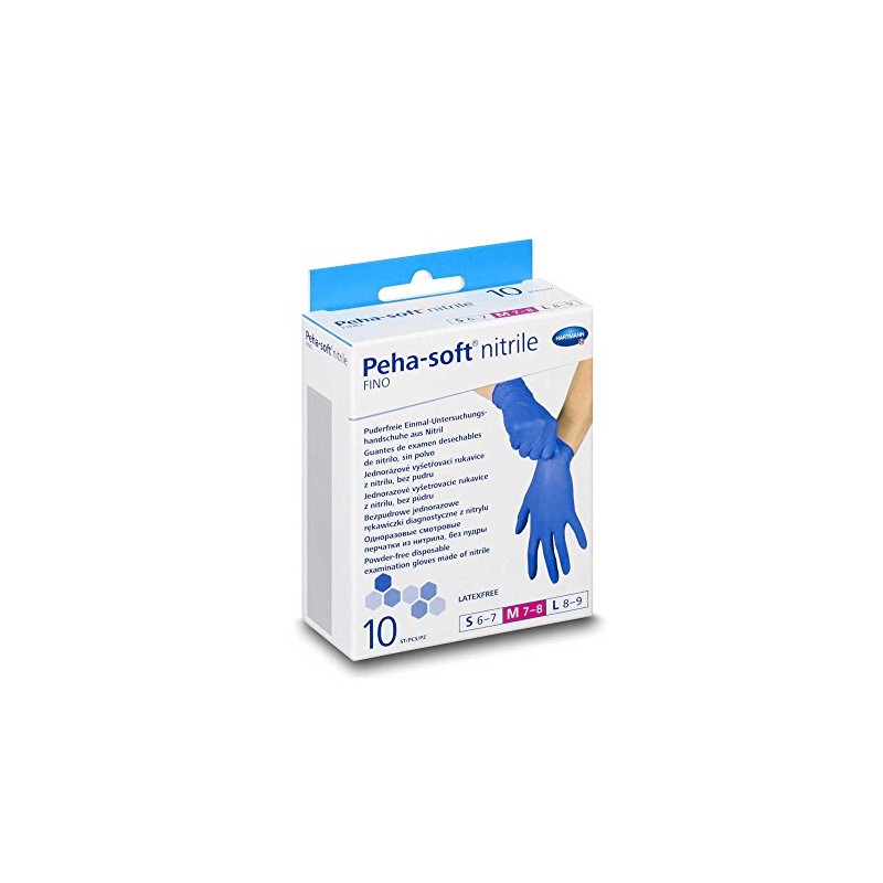 GUANTES PEHA-SOFT NITRILO AZUL TM 10 UNIDADES