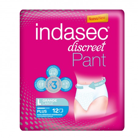 INDASEC DISCREET PANT TALLA L 12 UNIDADES